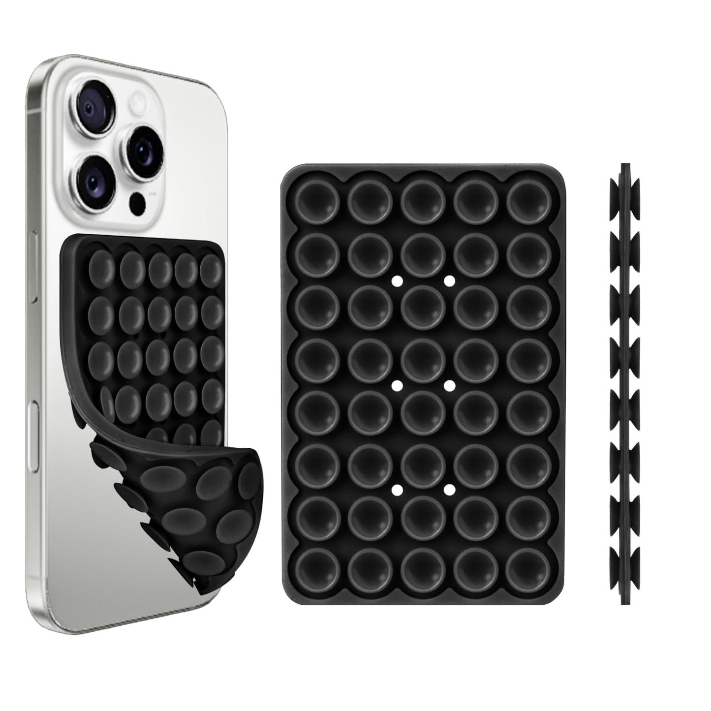 Double-Sided Suction Phone Holder, Silicone Wall Mount Stand, Hands-Free Grip