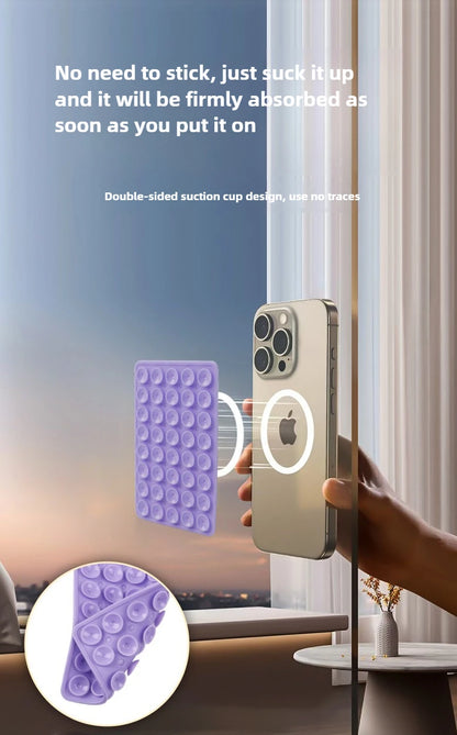 Double-Sided Suction Phone Holder, Silicone Wall Mount Stand, Hands-Free Grip