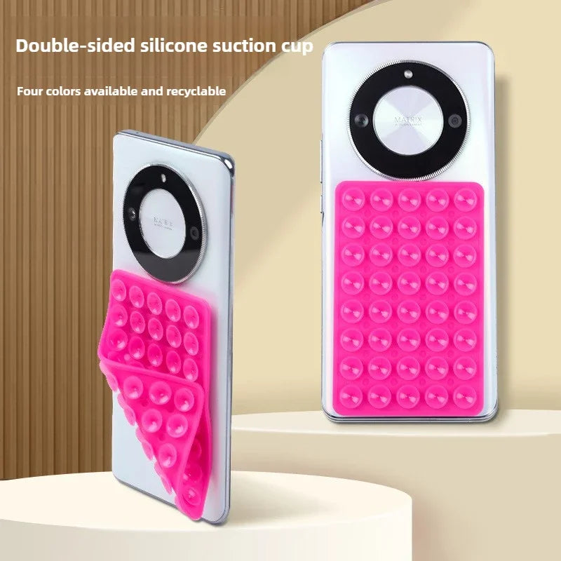 Double-Sided Suction Phone Holder, Silicone Wall Mount Stand, Hands-Free Grip