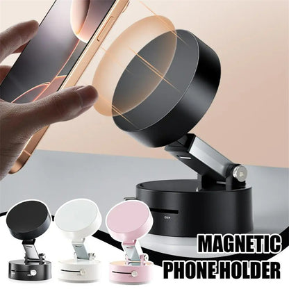 Foldable Vacuum Suction Cup Phone Holder – Double-Sided Magnetic Desk Stand for iPhone & Android