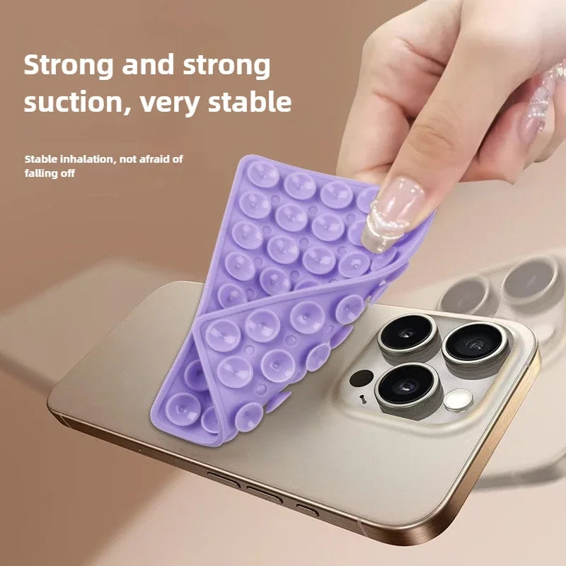 Double-Sided Suction Phone Holder, Silicone Wall Mount Stand, Hands-Free Grip