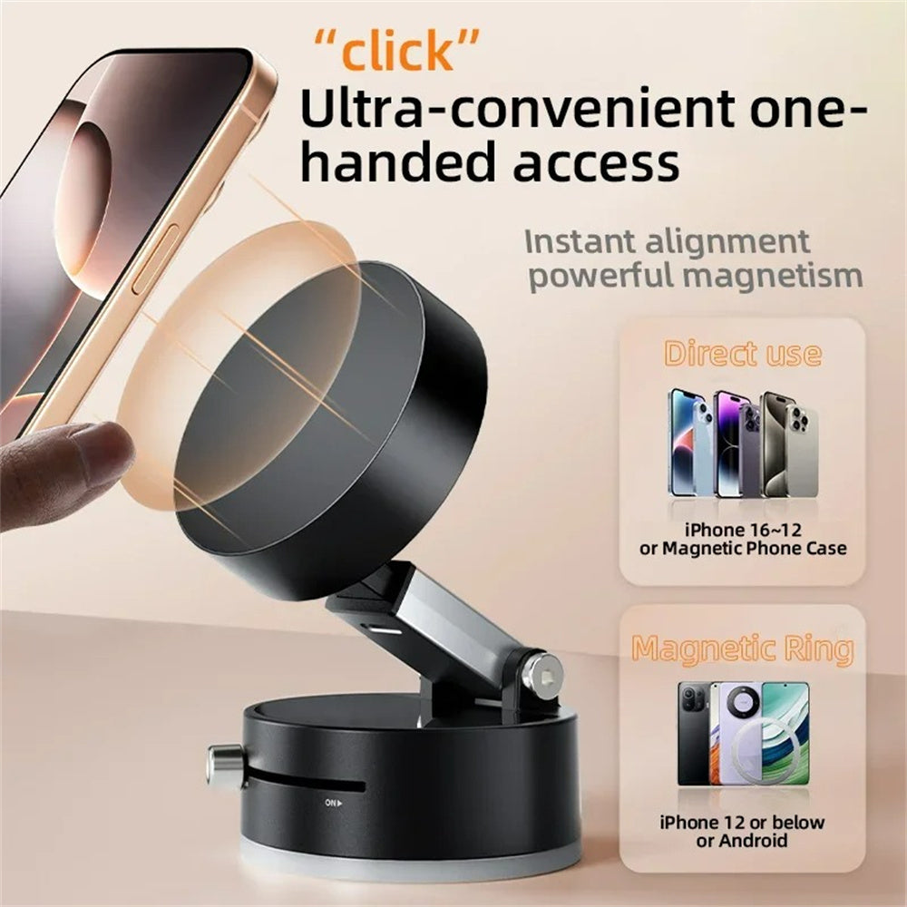 Foldable Vacuum Suction Cup Phone Holder – Double-Sided Magnetic Desk Stand for iPhone & Android