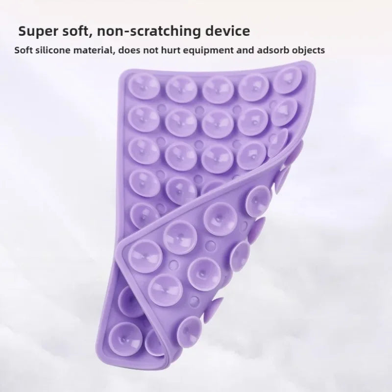 Double-Sided Suction Phone Holder, Silicone Wall Mount Stand, Hands-Free Grip