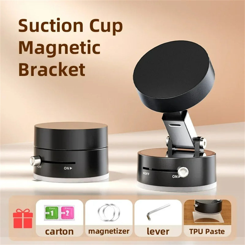 Foldable Vacuum Suction Cup Phone Holder – Double-Sided Magnetic Desk Stand for iPhone & Android
